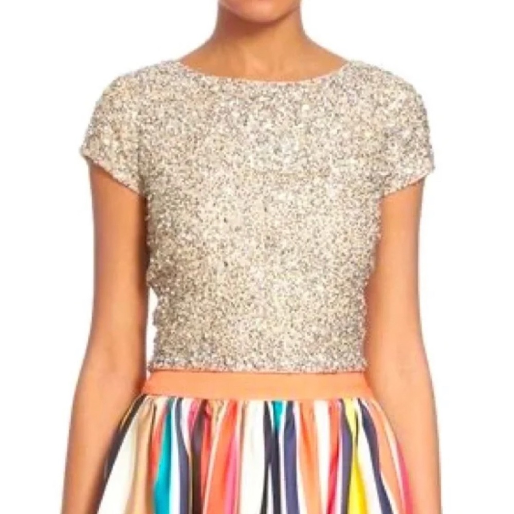 Alice & Olivia Beaded/Sequin Crop Top Size 8